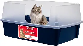 Iris USA XX-Grande Caixa de areia para gatos com entrada lateral, caixa de areia extra grande de topo aberto para gatos grandes e famílias com vários gatos, escudo contra dispersão de alta face, fácil