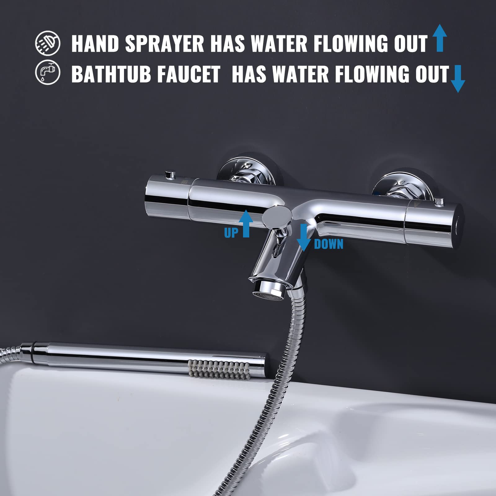 iVIGA Bath Tap Thermostat, Copper Bath Tap 38°C Anti-Scald Mixer Bathtub with Water-Saving M24 Neoperl Perlator for Bathtub - Image 4