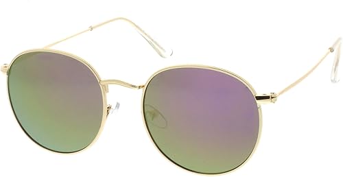 Miniatura 2 de zeroUV Gafas de sol redondas de 1.969 in con lentes de espejo de color retro con marco metálico