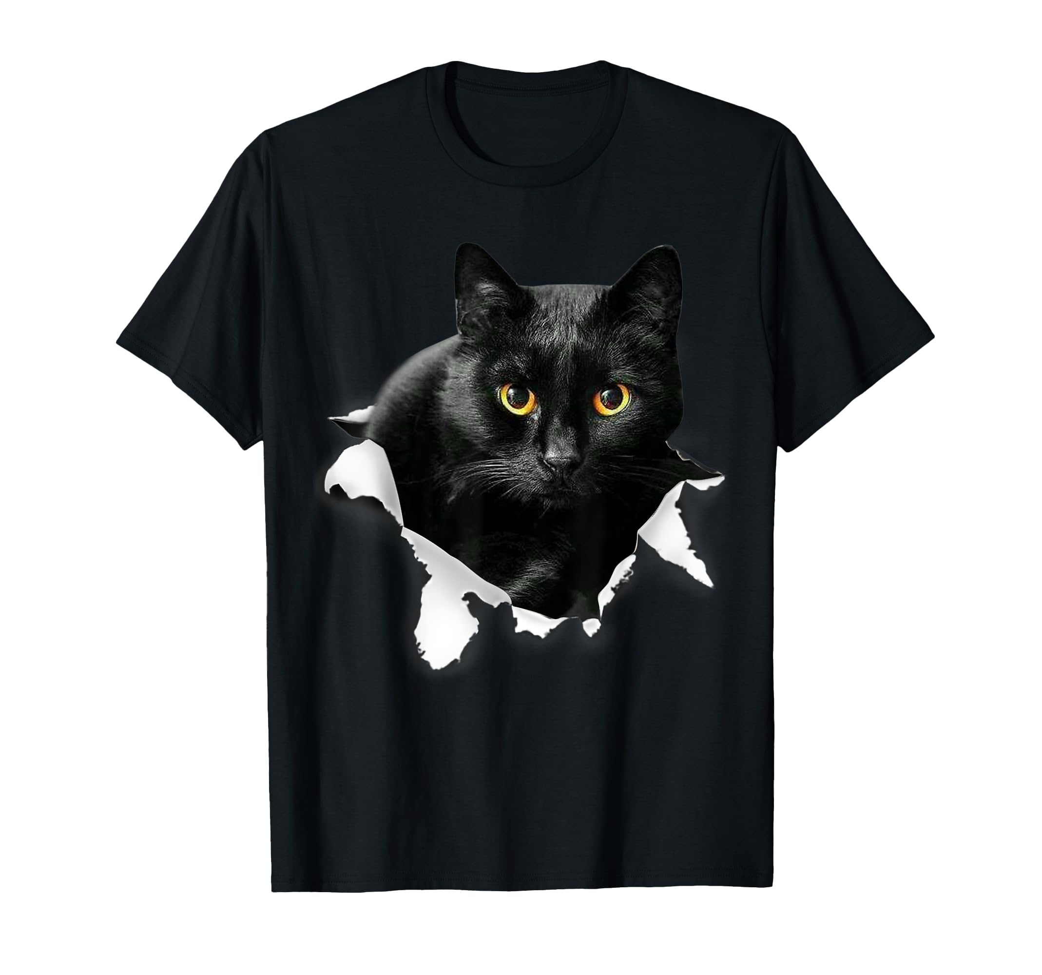 入手困難 新品 Treat Cat rhinestone T-shirts 黒 Black Cat Torn Cloth Gifts: Cat Lover T-Shirt : Amazon.co.uk