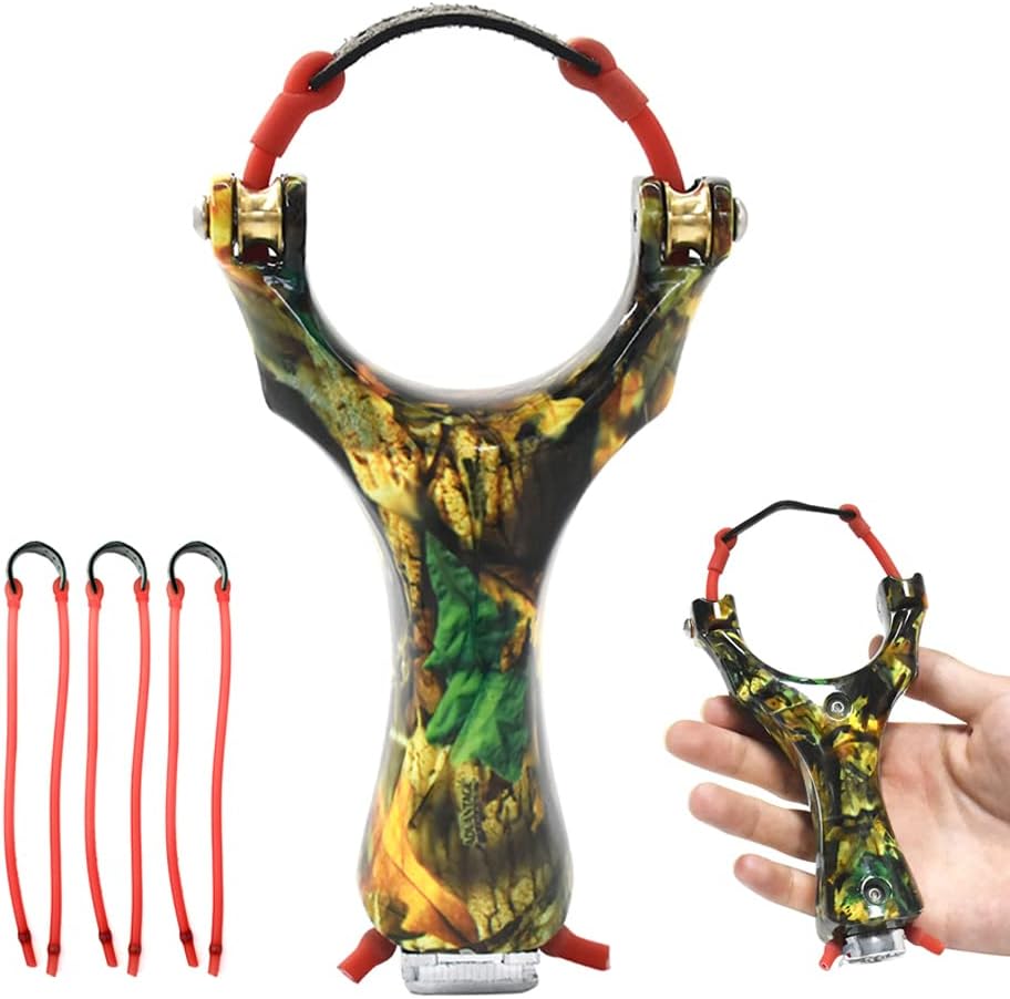 Slingshots for Adults, Pulley Slingshots for Hunting, Professional Sling Shot with Catapult Rubber Tubing, High Velocity Stainless Steel Slingshot with Pulleys