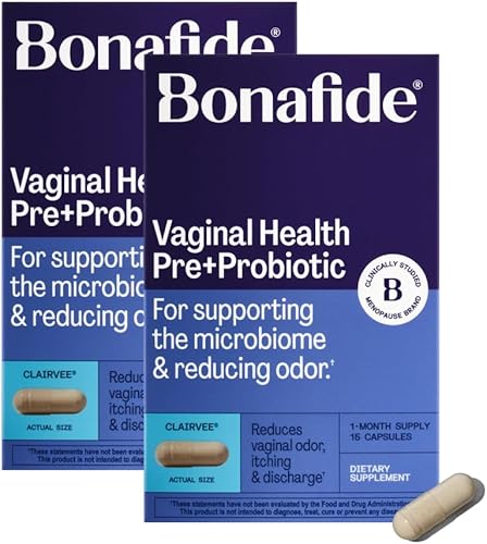 Clairvee de Bonafide. Probiótico vaginal para aliviar el olor, picazón y secreción. Suministro para 2 meses (30 cápsulas)