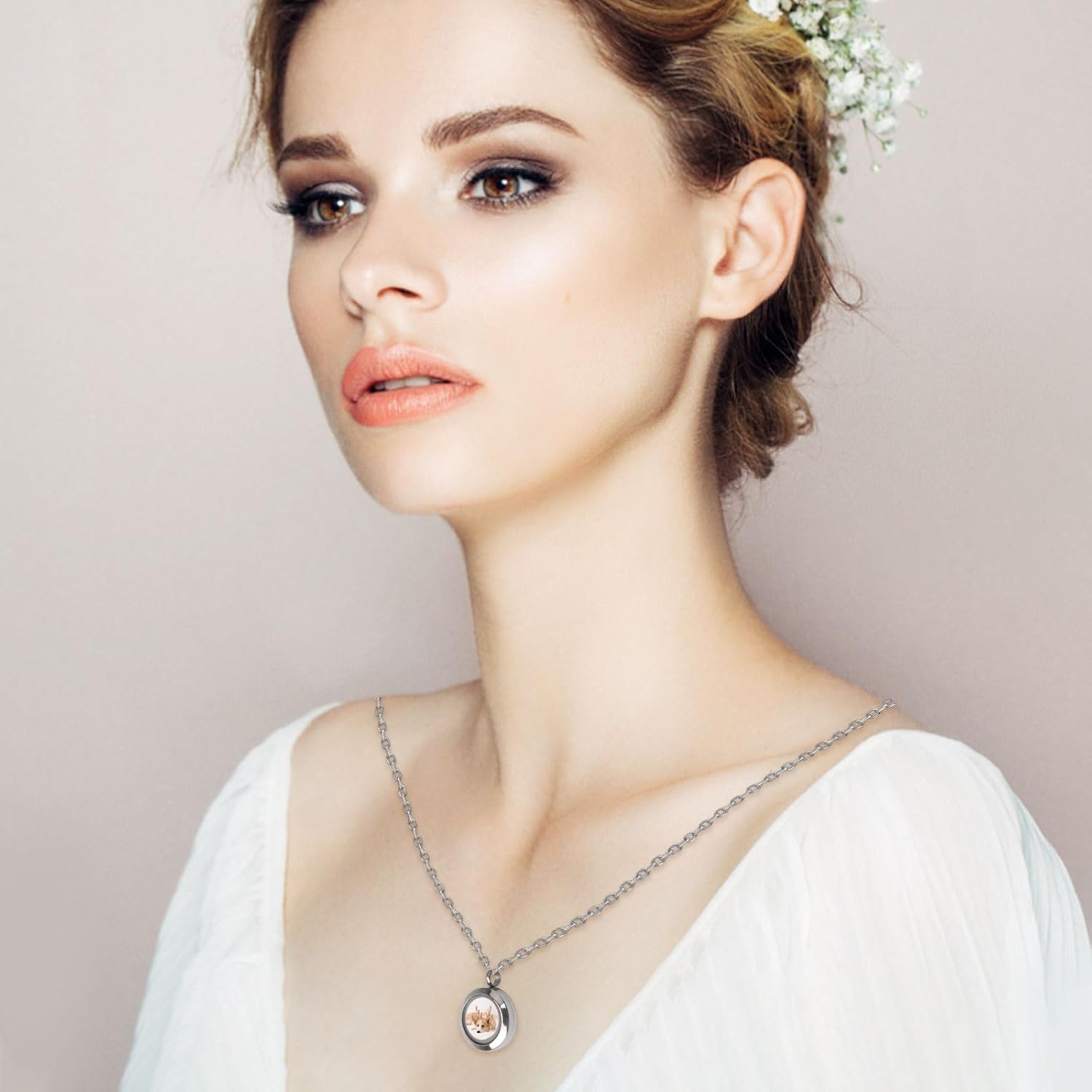 WANDIC Silver Photo Charms, 4 Pcs Screw Thread Round Memory Locket Pendants, Bridal Wedding Bouquet Frame For Bouquet Decoration, Key Chain, Necklace Making, 20mm - Image 7