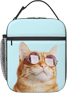 Sunglasses Cat Reusable Lunch Box Insulated LunchBox Cooler Lunch Bag