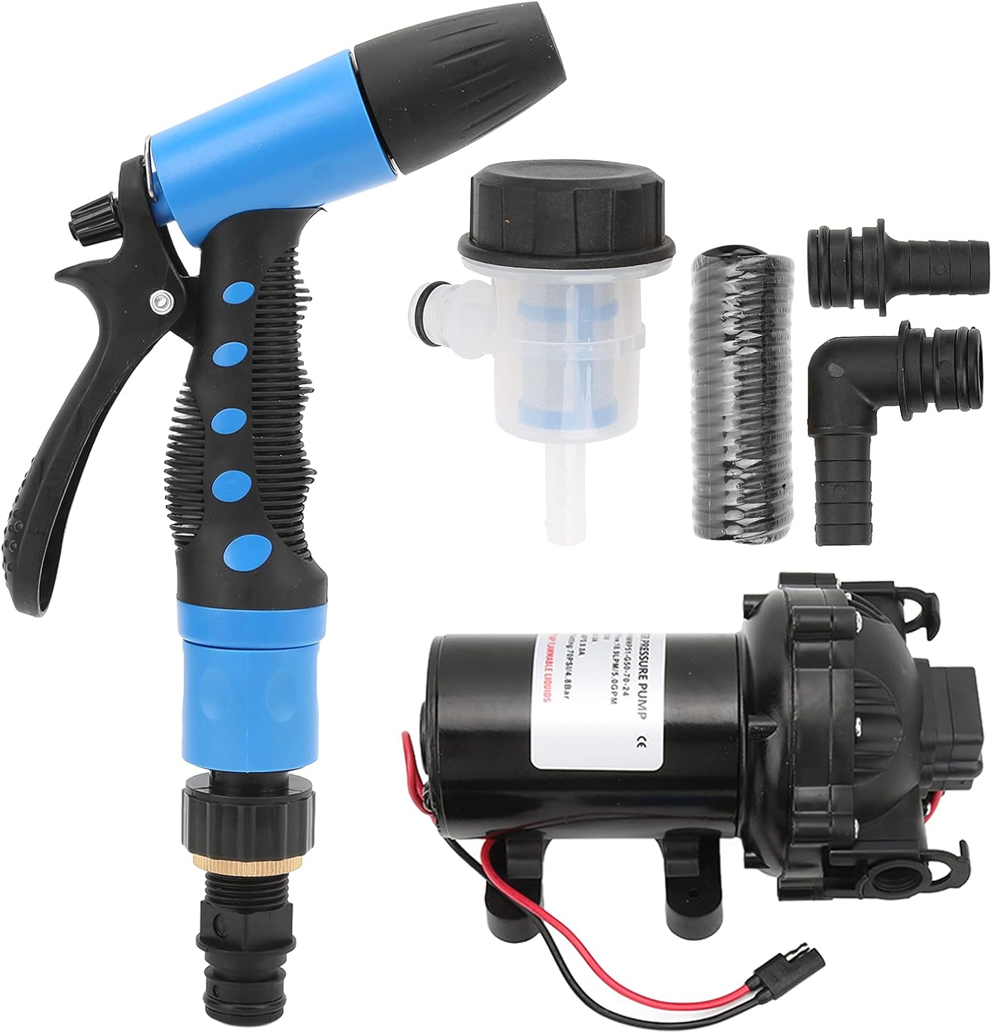 FILFEEL 24V Washdown Pump Kit – 5.0 GPM 70 PSI 137.8 Ft Head SelfPriming Deck Wash Pump for RV, Marine, Boat, Yacht & Dinghy
