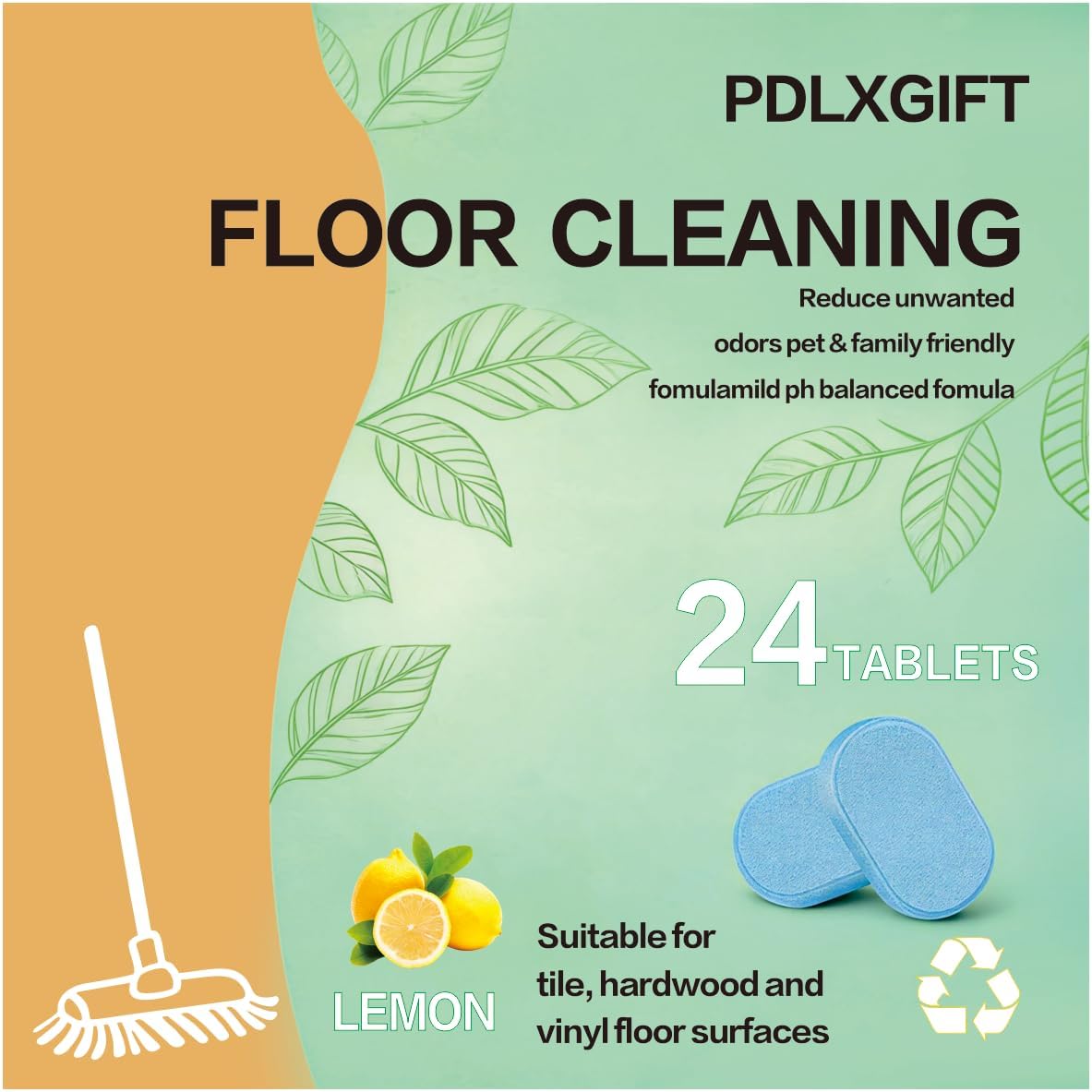 Floor Cleaner Tablets, 24pcs Multi-Surface Floor Cleaner Solution | Pet Safe, No Residue, No Streaks,Robot Mop Safe Quick Dissolve Floor Cleaning Tablets for Wood Tile Laminate