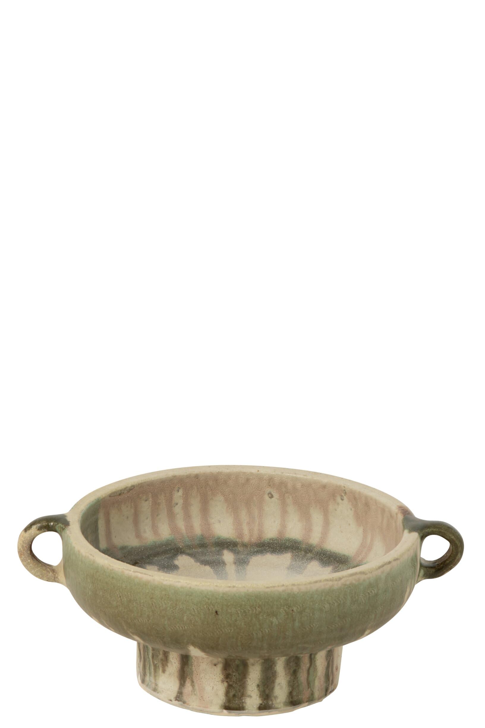 J-Line Plateau décoratif - céramique - Vert Olive/Beige Clair