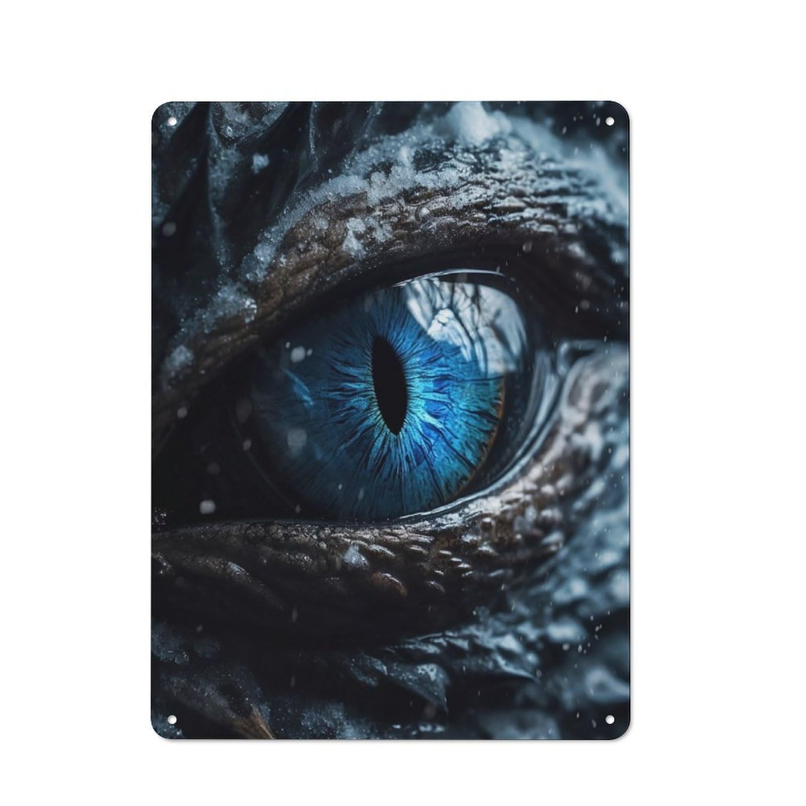 Junmoney Ice Dragons Sapphire Eye Shed Metal Sign With Design 40X30cm, Vintage Porch Wall Decor For Patio Bar, Workshop, Shed Or Kitchen