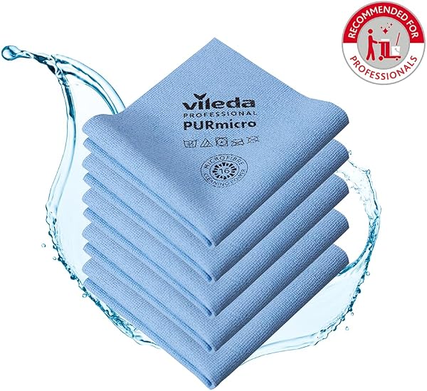 Vileda Professional, Bayeta PurMicro Active, Azul, Microfibra alto rendimiento, Recubrimiento PUR, Superficies lisas, Inox y Vidrio, Alta absorción, Secado sin rastros, Disponible 5 colores, 38x35cm - 3