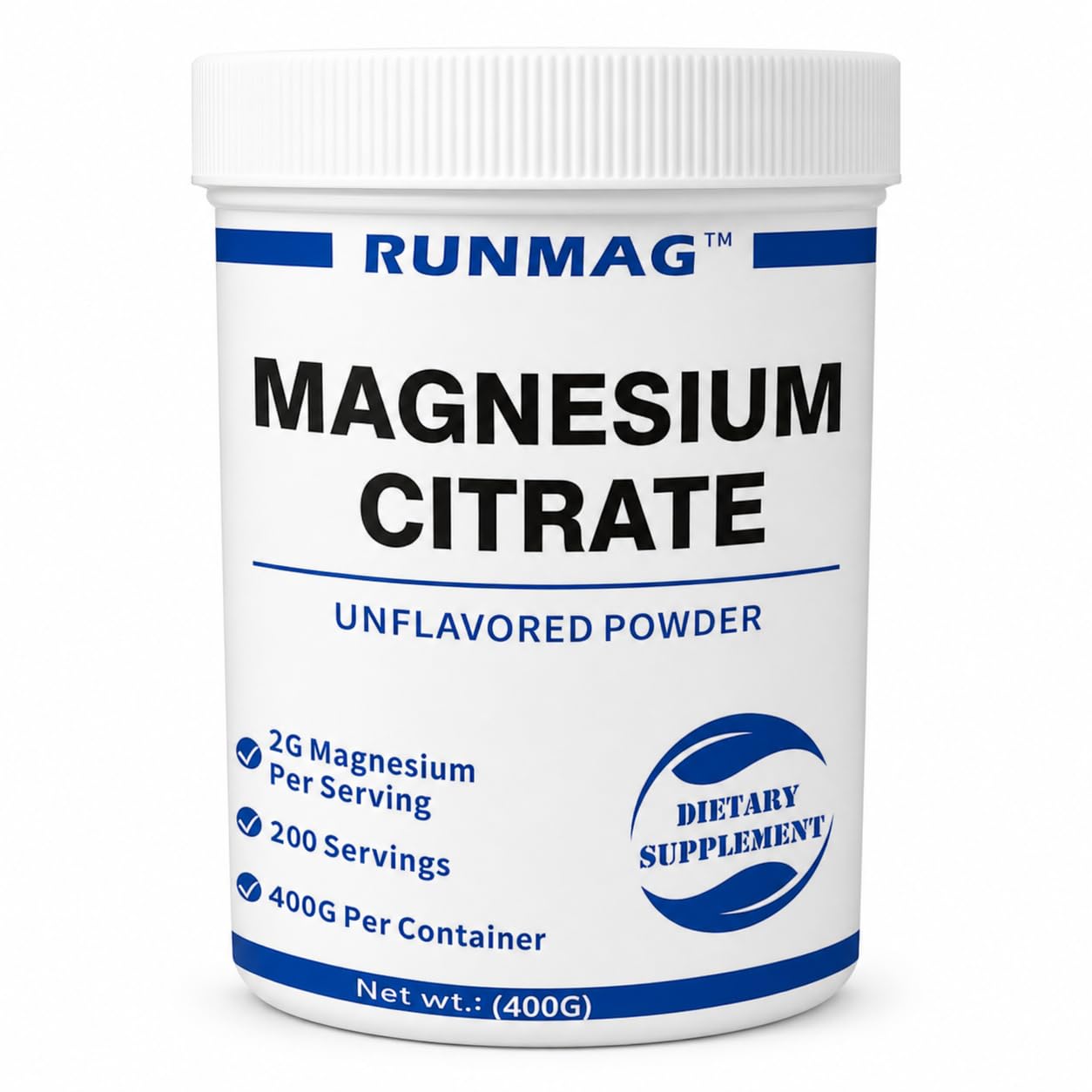 Magnesium Citrate Powder, Unflavored Dietary Supplement, 2 g per Serving, 330 mg Magnesium, 200 Servings, 400 g Container