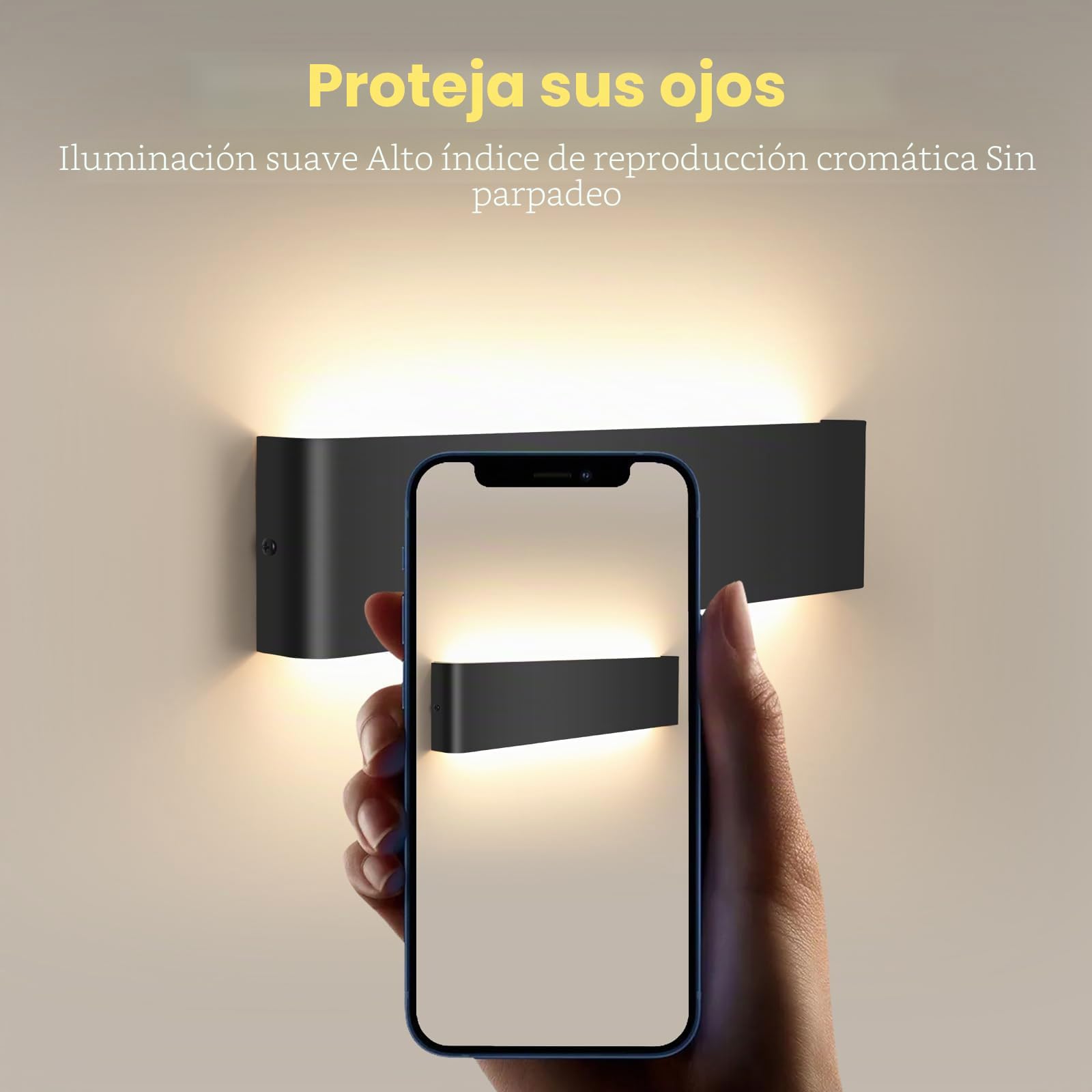 2 Pack Aplique de pared interior 40 cm, aplique de pared 18 W con Up Down Source, 3000 K Lámpara LED moderna, apliques de pared de aluminio, iluminación de pared para porche pasillo patio