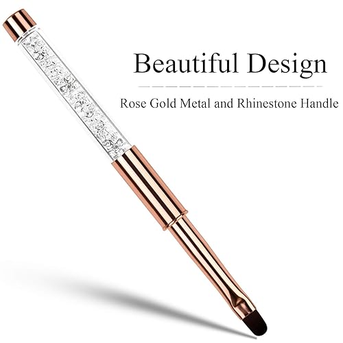 Miniatura 2 de 1 unids Oval UV Gel Nail Brush Rhinestone Mango Profesional Nail Art Herramientas Tamaño 8 Oro Rosa