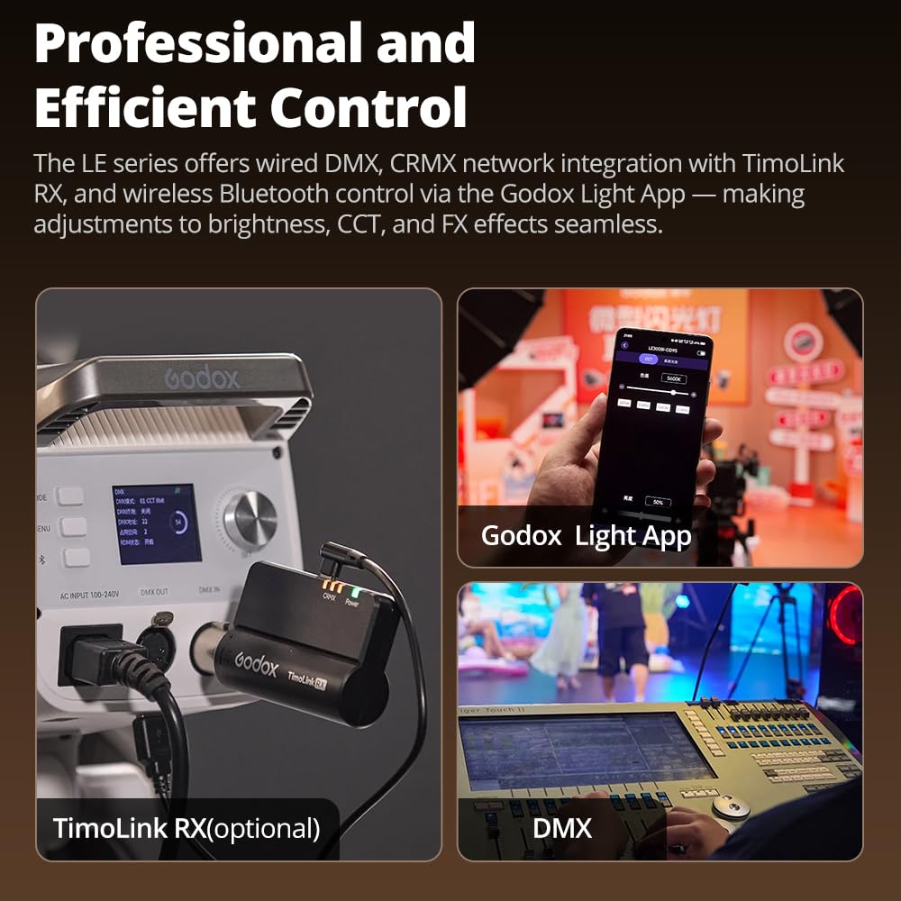 Godox LE300Bi - Luce video LED 315 W Godox Bowens, luce fissa, 2800 K ~ 6500 K, CRI 98, 11 effetti FX, luce da studio per fotografia, riprese video e streaming live
