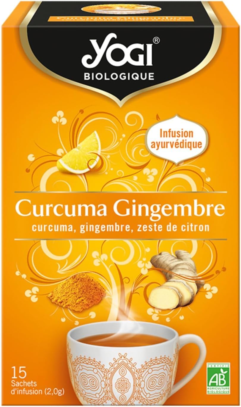 Yogi Organic Turmeric Ginger, 100% Organic Infusion, 15 Heat Sealed Sachets without staple, 30g