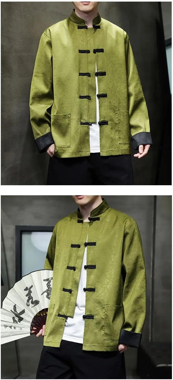 Chinese Style Jacket Button Tang Suit Hanfu Traditional Tops Stand Collar Long Sleeve Coat
