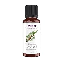 Vista 1 de NOW Aceites esenciales, aceite de ciprés, aroma equilibrante de aromaterapia, destilado al vapor, 100% puro, vegano, tapa resistente a los niños, 1
