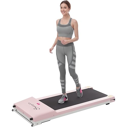 Soozier Under Desk Treadmill, Portable Walking Pad with Foldable Wheels, Remote Control, LED Display, 264 lbs Weight Capacity