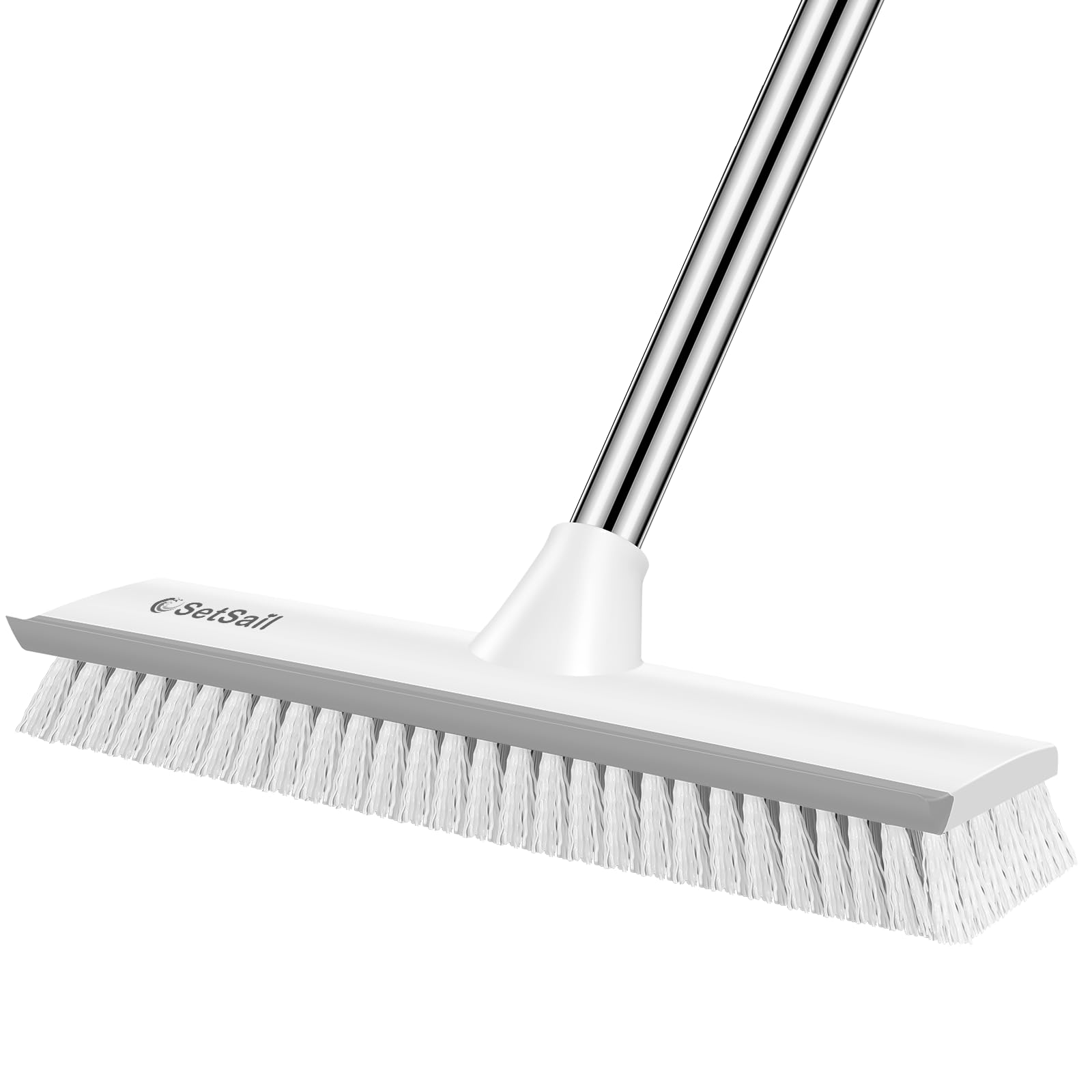 Photo 1 of SetSail Upgraded Large 12 in Wide Floor Scrub Brush with 51-Inch Long Adjustable Handle 2 in 1 Scrape Brush Stiff Bristle Floor Scrubber for Cleaning Shower Bathroom Garage Kitchen Wall Deck Tub Tile