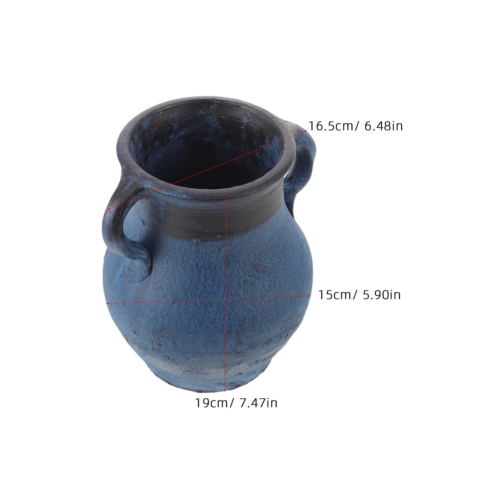 Rustikale Tischvase aus Keramik mit Weiter Öffnung für Blumen | Navy, und Wasserhaltend, für Frische oder Künstliche Arrangements, Geeignet für Stillleben und Kunstkurse