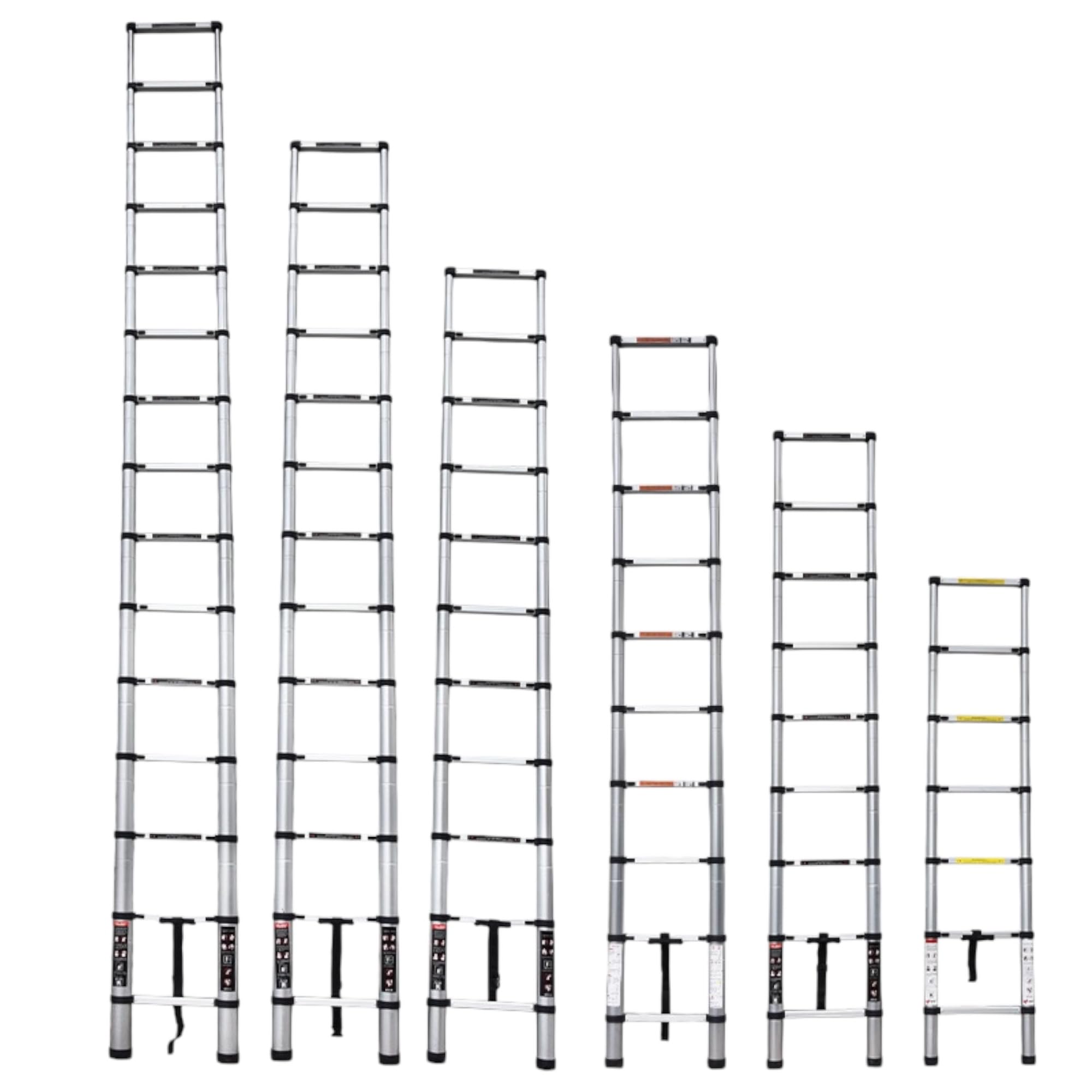 Escalera Plegable Telescópica de Aluminio Multiusos Portátil Extensible - Tamaños: 2 Metros | Fácil Uso y Mecanismo Sencillo | Botón de Bloqueo (2 Metros)