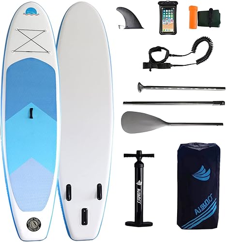 AISUNSS Tabla de remo inflable de 11 x 32 x 6 pulgadas, todos los accesorios SUP incluidos paleta flotante, bomba de mano, bolsa impermeable para