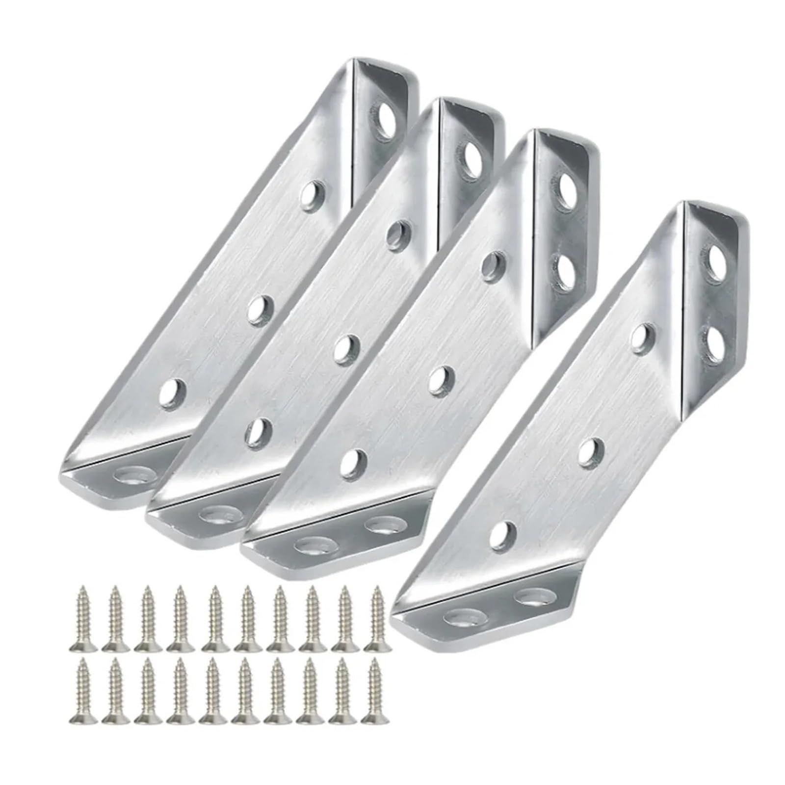 Cyezhkiij Silver40pcs Corner Braces,Angle Reinforced ,10/20Pcs Joint Stainless Steel Code ,Trapeziform Shelf Support Fastener With Screw(Silver40pcs)