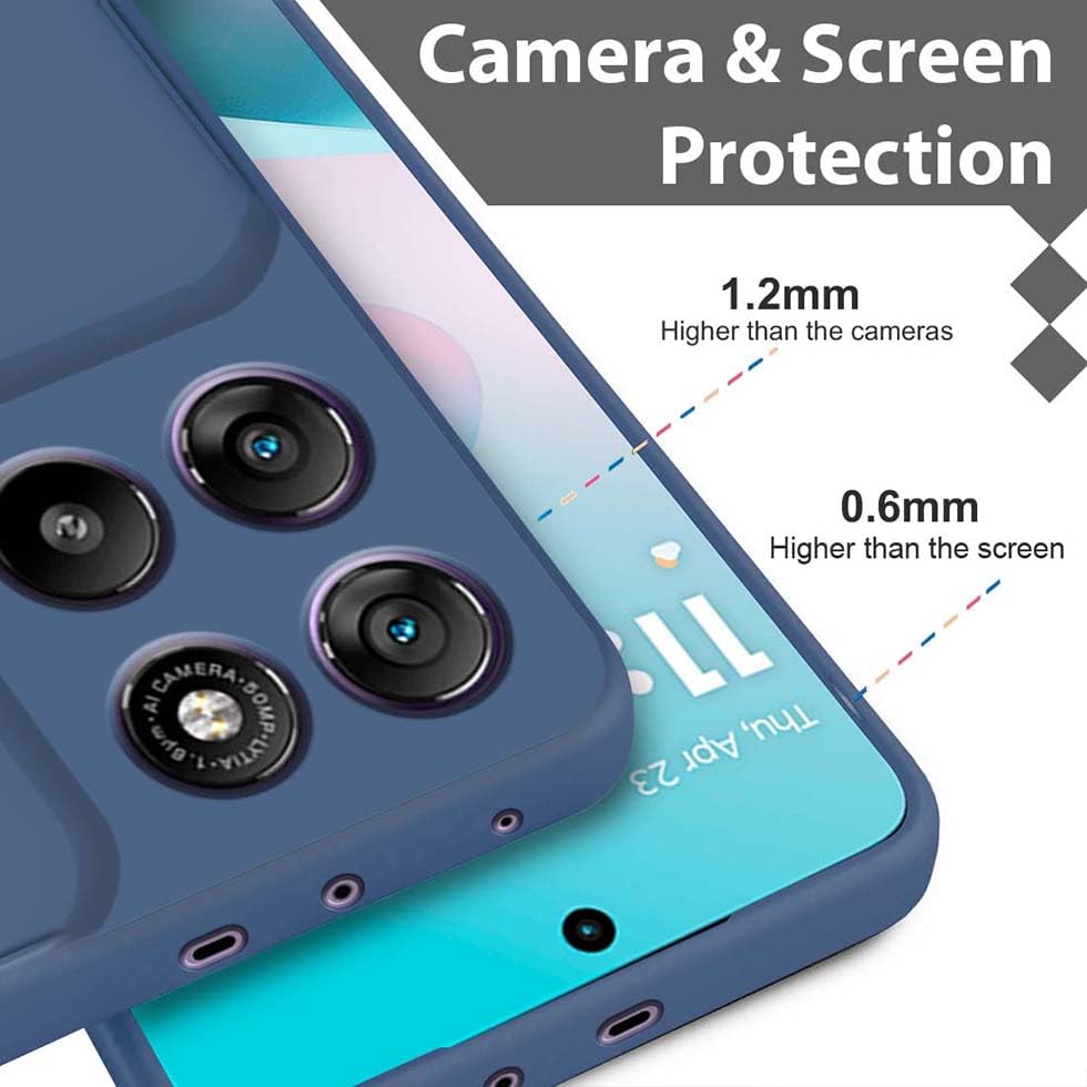 Image of Fashionury Liquid Silicon Back Cover for Moto G67 Power 5G / G57 Power 5G | Camera Protection | Inner Velvet Fabric | Anti-Fingerprint | Ultra Slim Case (Blue)