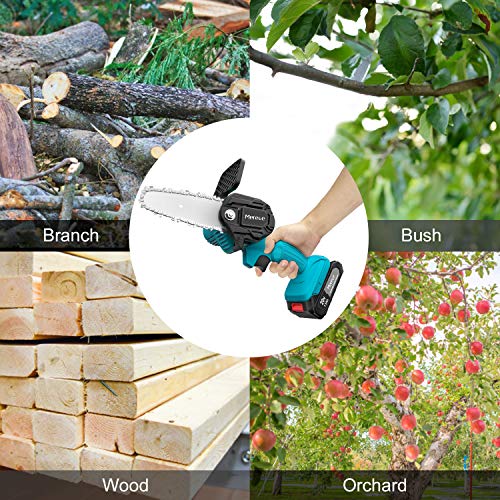 Merece 4 Inch Mini Chainsaw 20v 1.5Ah Cordless Electric Chainsaw Battery Chain Saw, 1.1KG One Hand Chainsaw for Garden Bush Tree Branch Pruning Shears Wood Cutting