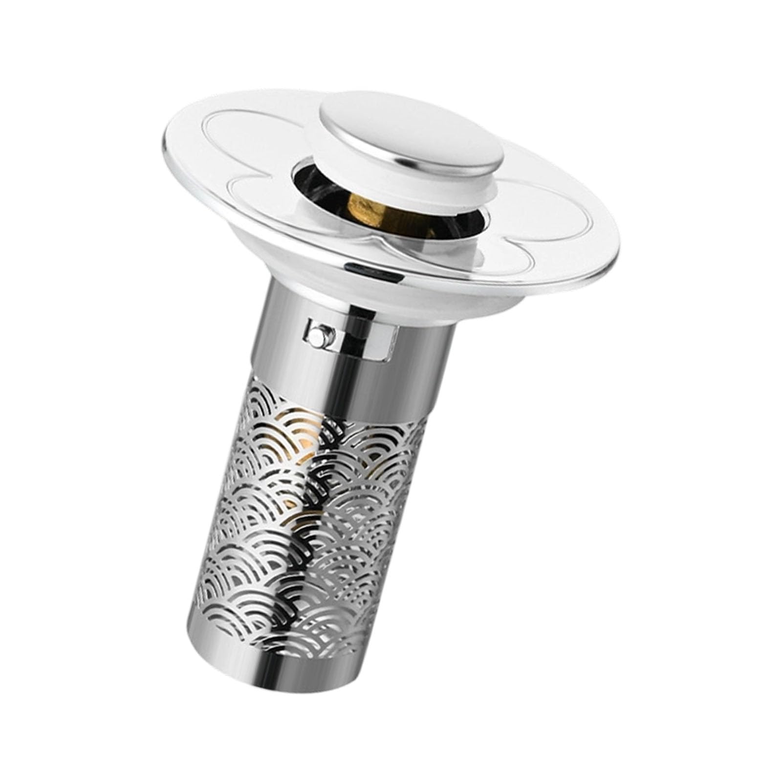 General Popup Drain Strainer with Press Button Steel Drain Stoppers for Sink & Bathtubs Hair Clog Bathroom Hair Catcher