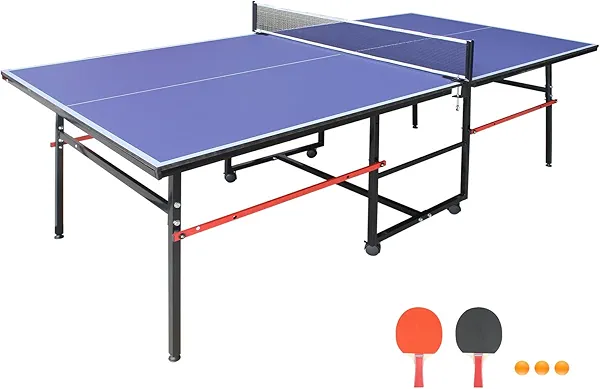 Professional Outdoor Table Tennis Tables,8ft Indoor/Outdoor Portable Ping Pong Table Game with Net for Adults/Teens,2 Table Tennis Paddles and 3 Balls