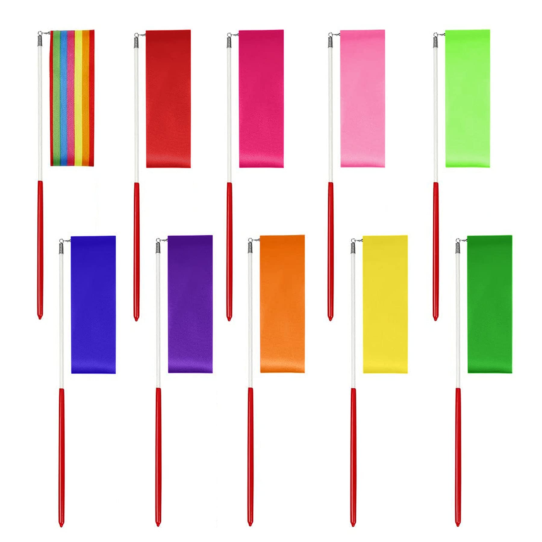 Rubans De Gymnastique Colorés 2m/4m/6m – Danse Et Rythmique, Avec Bâton, Arc-en-ciel (rose)