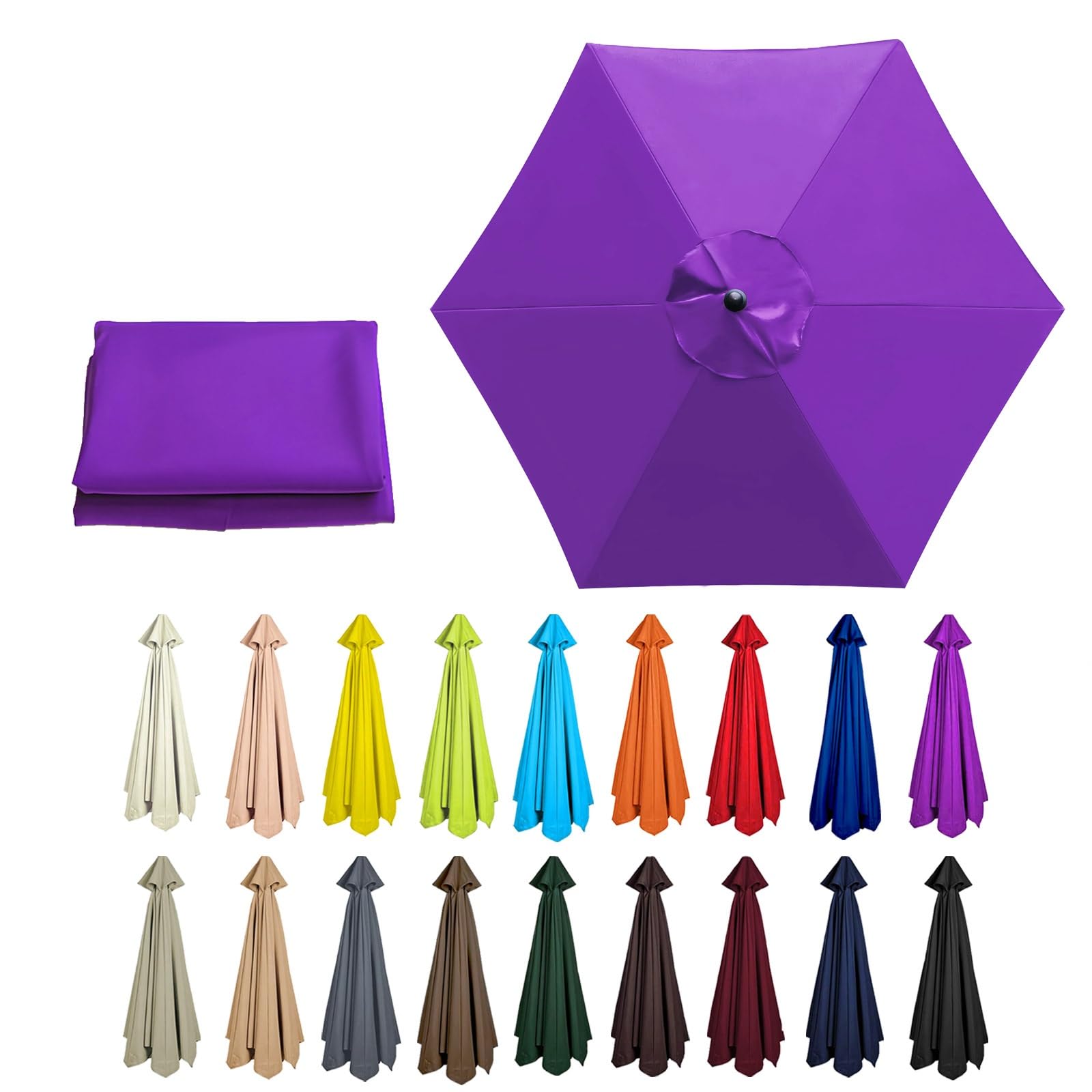 6/8 Arms Outdoor Replacement Canopy | Patio Umbrella Cover | Anti-ultraviolet Market Umbrella Top | Breathable | Washable | for Outdoor Patio Garden Beach(Purple,8 ribs: 2.30m/7.5ft)