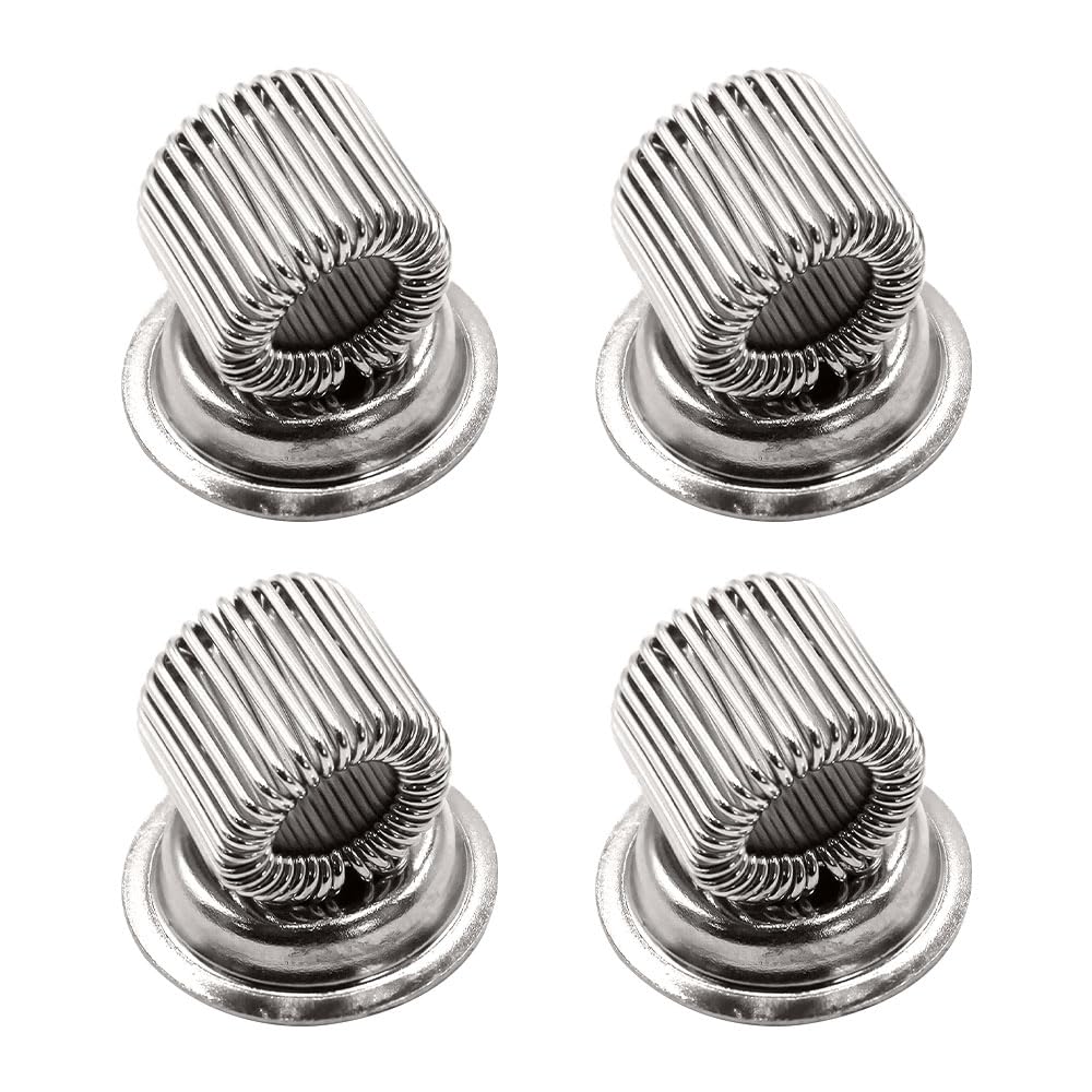 Vaniika Pen Holder Clips, 4 Pcs Self Adhesive Stainless Steel Pen Holder, Silver Adjustable Spring Loop Single Pen Pencil Clip Organizer for Whiteboard Refrigerator Desk Dashboard