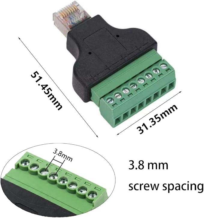 Adaptador Terminal Tornillo RJ45 Macho 4 pcs miniatura 2