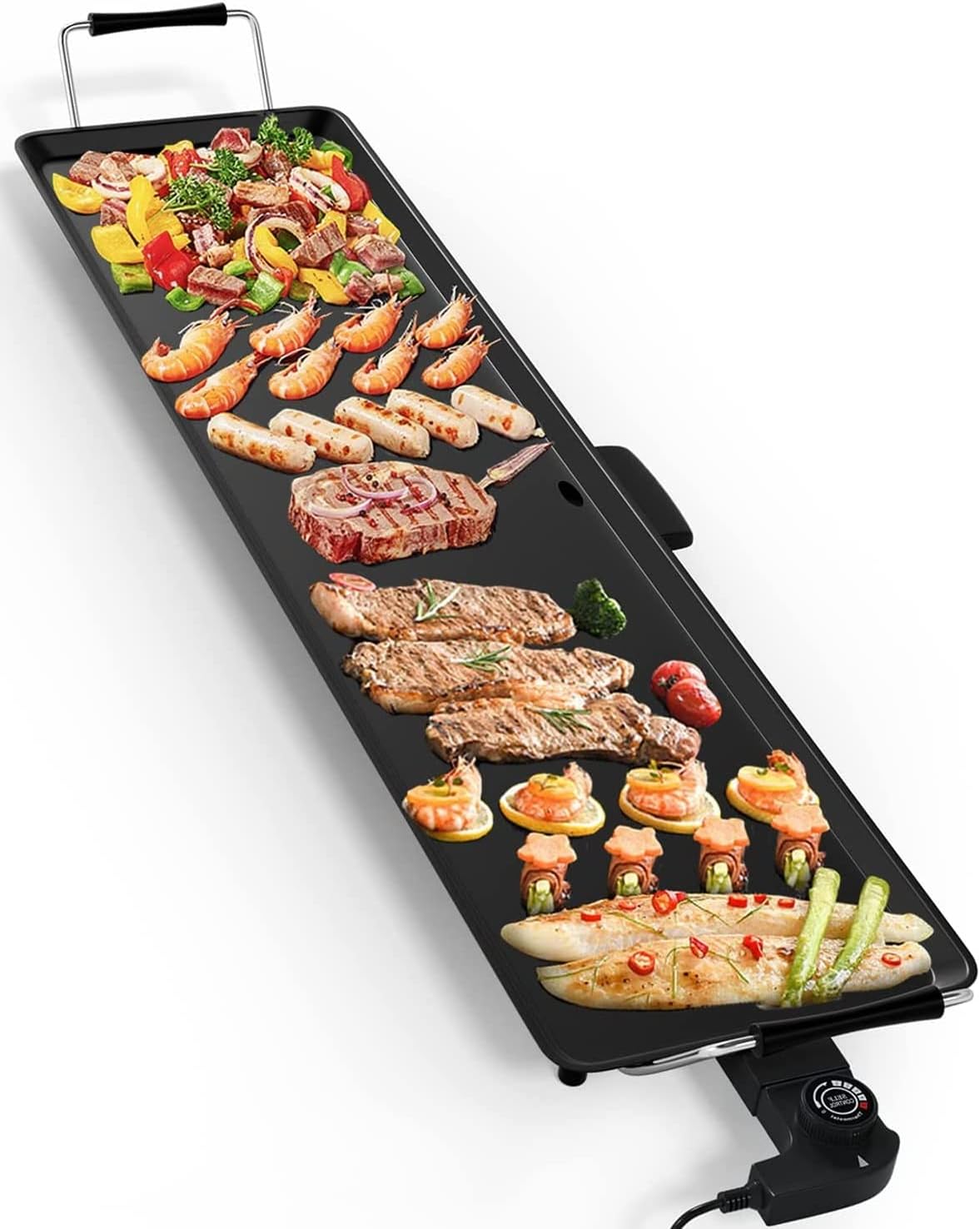 LDAILY Electric Griddle, Nonstick Extra Large Electric Teppanyaki Grill, 35’’ Korean BBQ Grill with 5 Temperature, Long Portable Indoor Table Top Barbecue Pan for Party/Home/Camping Cooking, 2000W
