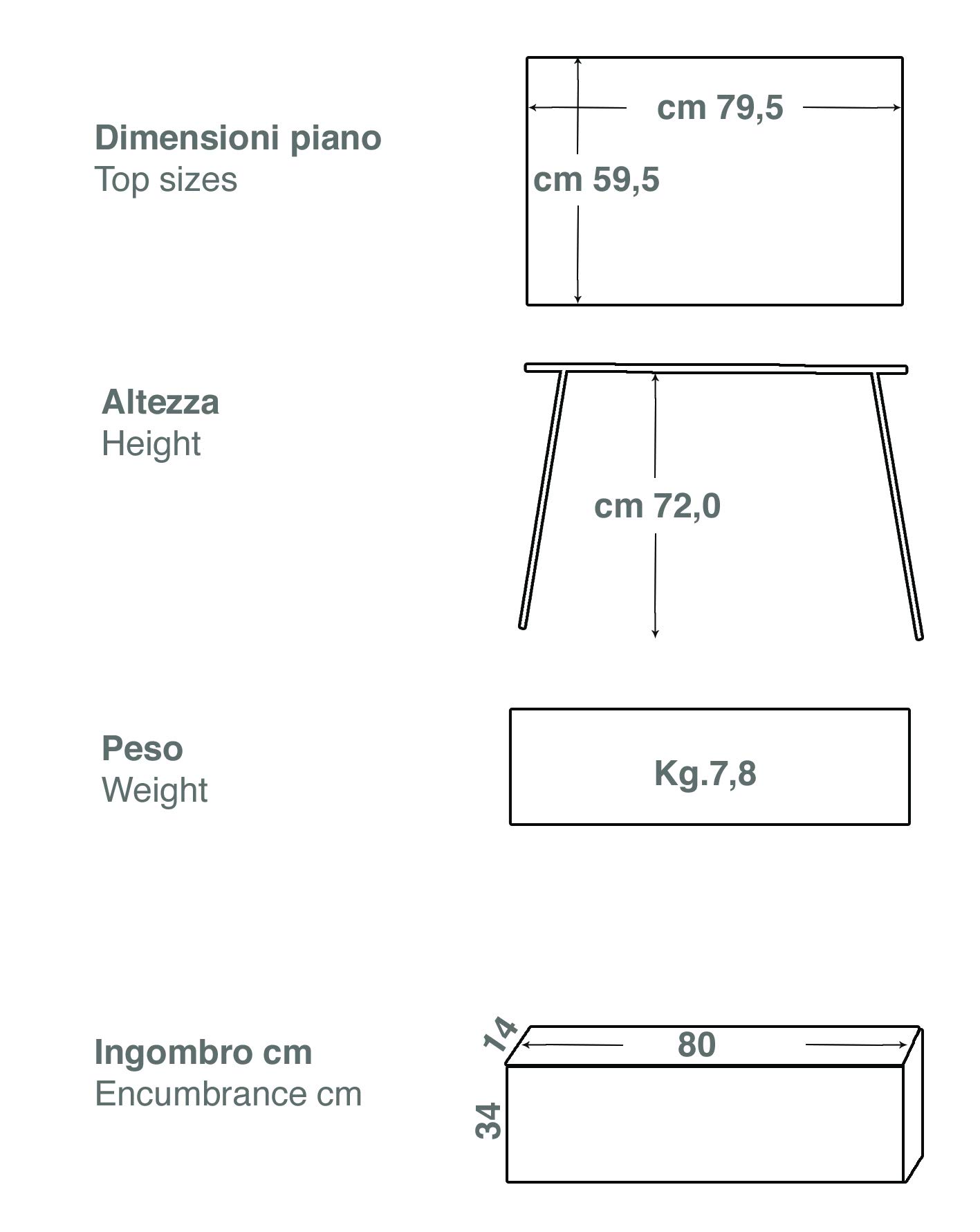 CASTELMERLINO 46 Tavolo Pieghevole Camper Larice cm 80 x 60 con Borsa Nylon