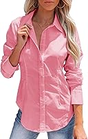 Vista 26 de siliteelon - Camisas de vestir de manga larga con botones para mujer, sin arrugas, cuello para trabajo, oficina, unicolor, blusas con corsé