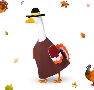 Dansydaisy Halloween Goose Outfit Brown Turkey, 17" Cement Lawn Decor