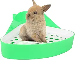 Caixa de areia de coelho, treinador de vaso sanitário de canto de coelho, bandeja de areia de coelho triangular para gaiola, gaiola de animais pequenos, vaso sanitário, bandeja de areia para coelhinho