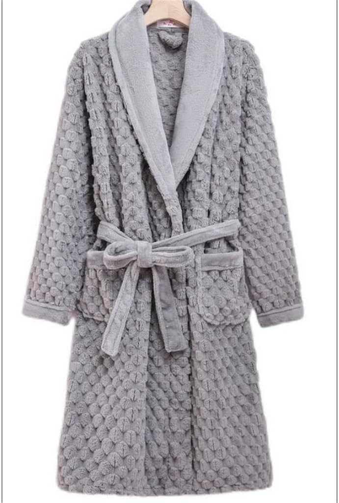 Thickened Winter Men's Pajamas Flannel Pajamas Pajamas Medium Long Bathrobe Household Suit(Large)