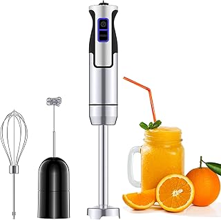 Cocoda Mixeur Plongeant, 3 en 1 Mixeur Multifonction (Hachoir, Mousseur à Lait et Fouet), Fonction Turbo & 6 Vitesse, 500W Mixer Plongeur en Acier Inoxidable pour Faire des Smoothies, des Soupes, etc