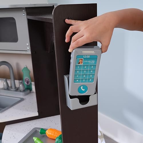 Miniatura 10 de KidKraft Cocina de madera con luces y sonidos, teléfono y cortinas, expreso, regalo para mayores de 3 años