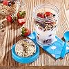 Hakan 15 oz Glass Muesli Container, Cereal Container Storage, Reusable Snack Cup with Lid, Cereal On the Go Cup, Meal Prep Container, Container with Lid for Yogurt, Snack, Fruit, Custard