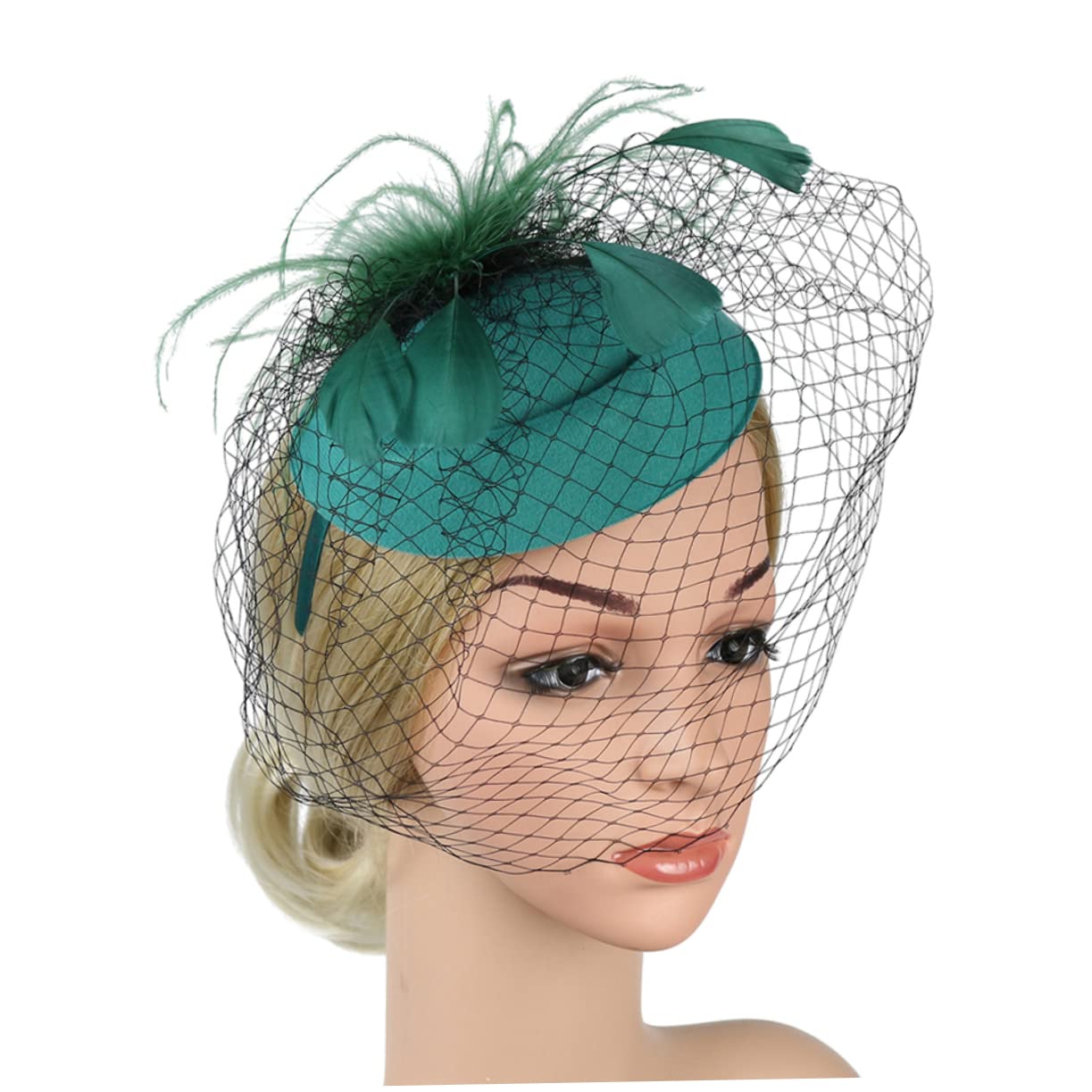 4pezzi Fascinator Elegante per Donne con Velo Rete Cappello Classico per Feste e Tea Party Accessorio Vintage per Cerimonie e Matrimoni Design Unico e Affascinante