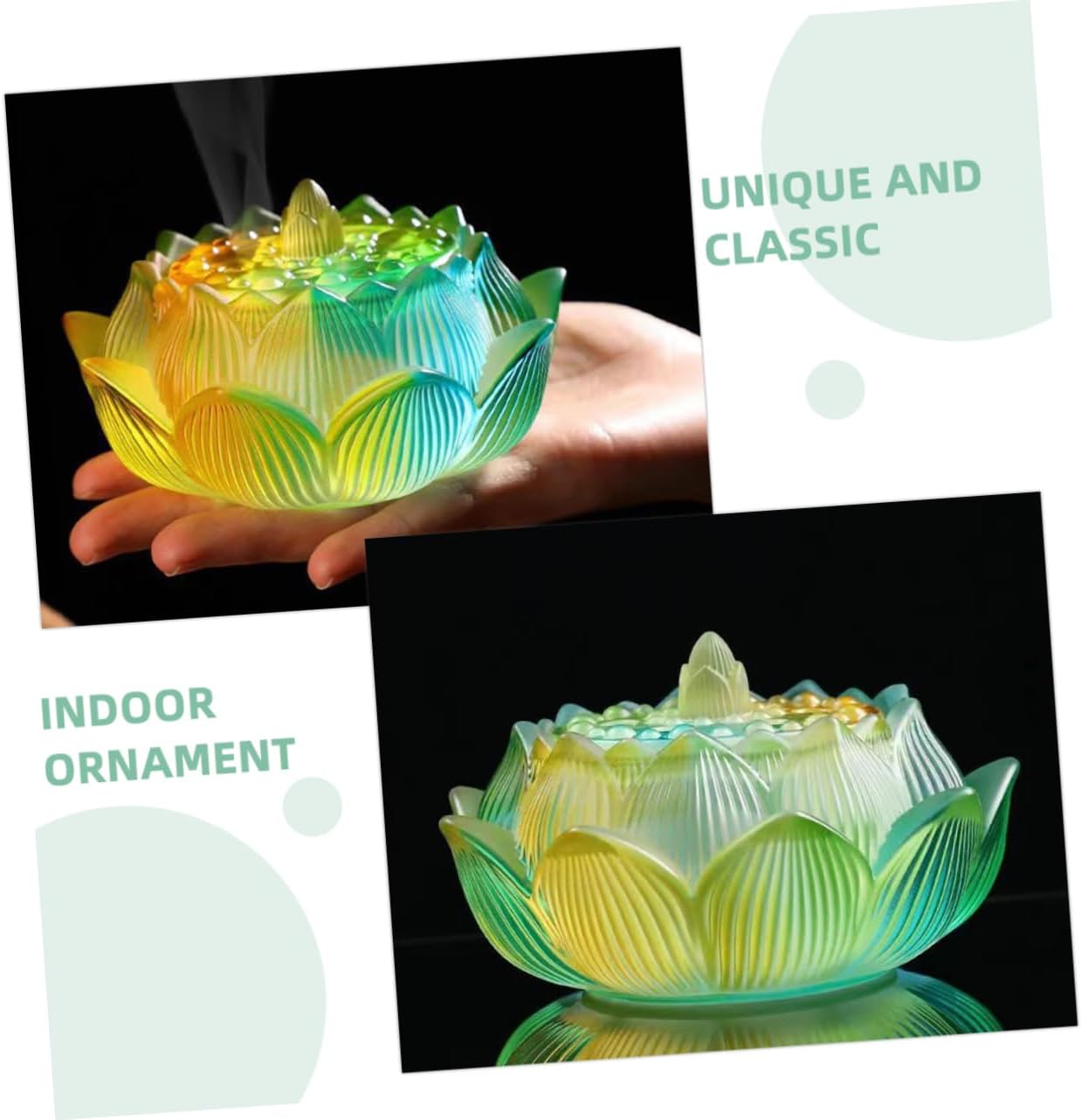 Lotus Shaped Incense Holder Incense Burner for Sticks Cones and Coils Portable Home Decor for Meditation and Relaxation Keeps Room Clean and Ash