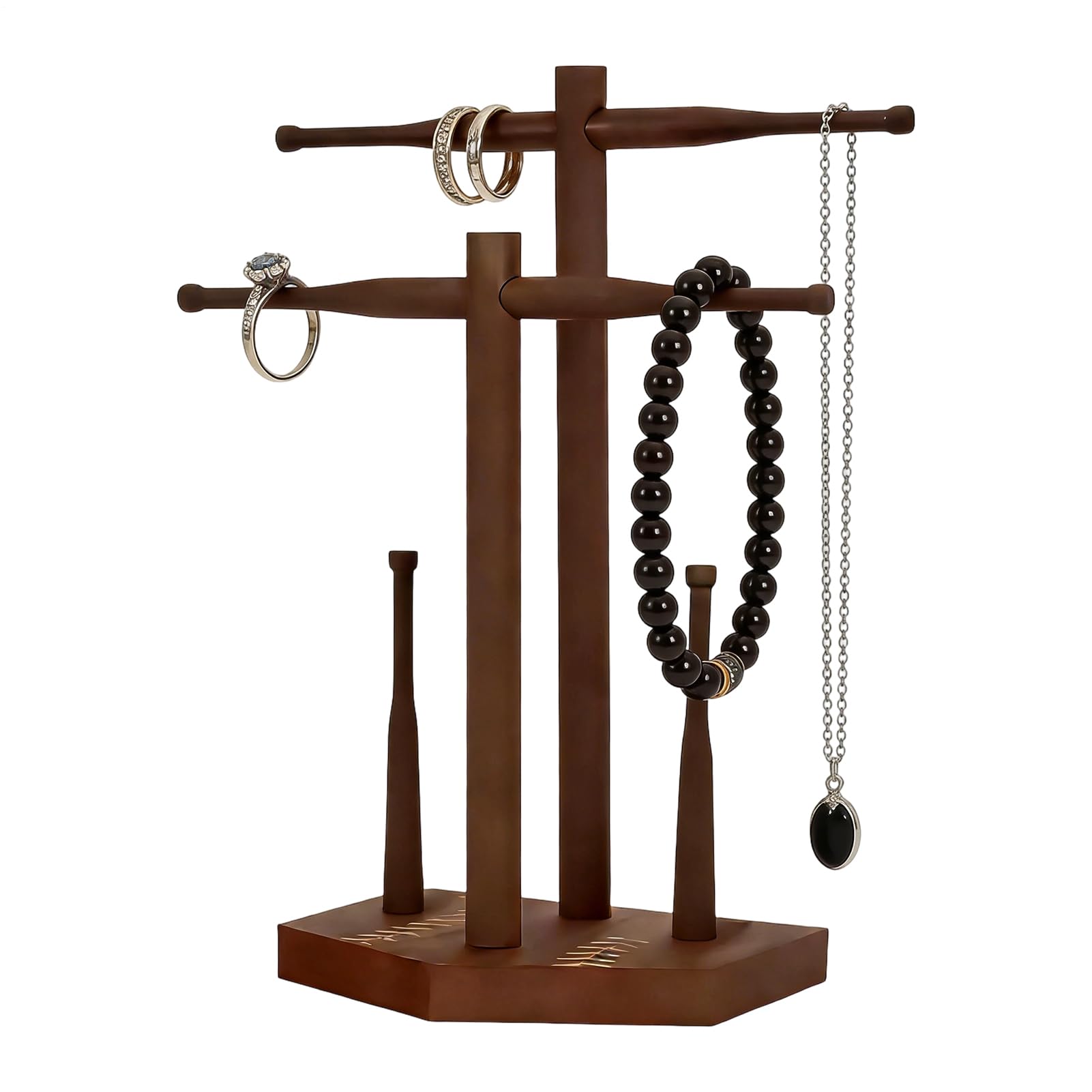 Organisateur de collier en bois pour une coiffeuse épurée et chic