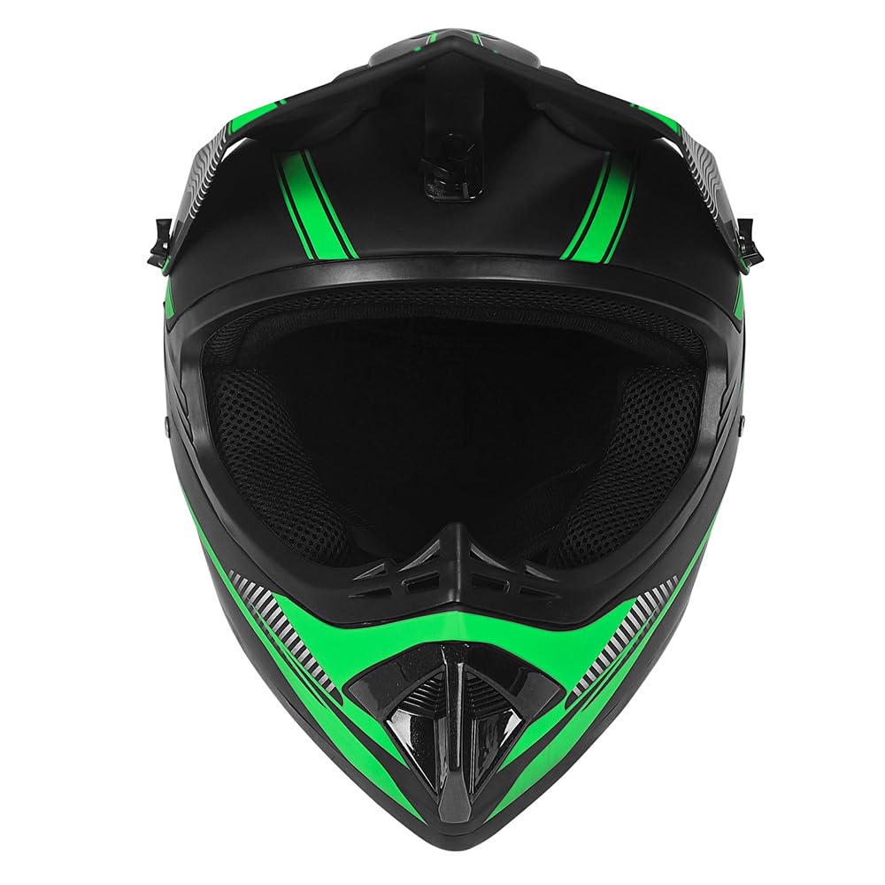 Casco da moto off-road adolescente, casco da bicicletta per ragazzi e ragazze, casco da moto personalizzato, standard CE (Small, verde)