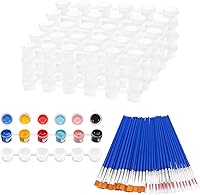 Vista 1 de 20 tiras de 120 macetas, tiras de pintura vacías con tapa, mini recipientes de almacenamiento transparentes y 40 pinceles de pintura, suministros