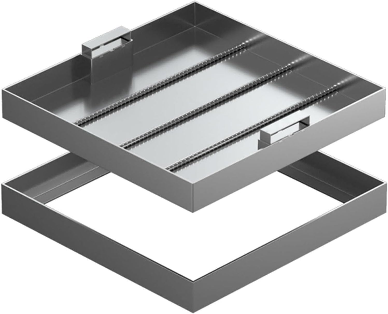 Stainless Steel Recessed Septic Tank Cover - Invisible Manhole Cover for Driveway & Courtyard, Decorative Square Lid for Sewage Basin, Durable & Stylish Design