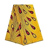 pqdaysun African Wax Rhinestone Print Fabric Ankara Fabric Wax Material 6 Yards for Sewing Dress Clothing wax005 (Gold, 6 Yards)